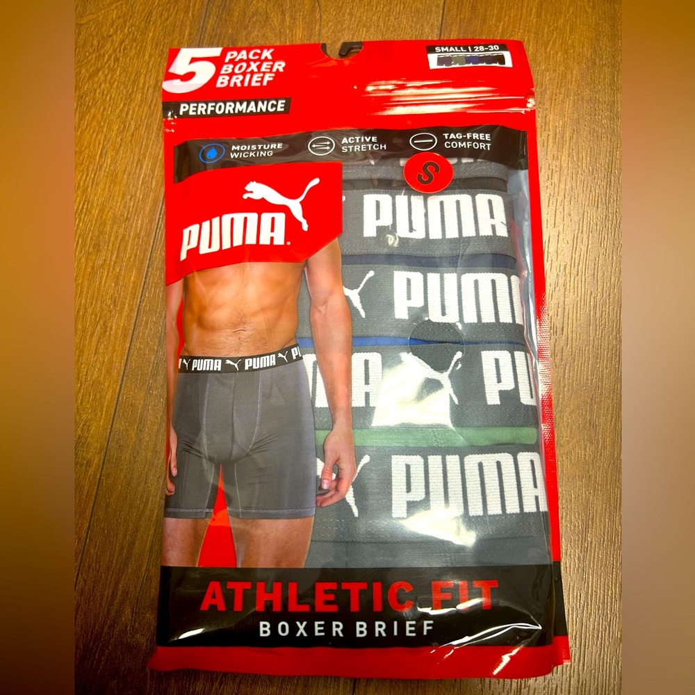 Puma 5 pk performance logo boxer briefs men’s
